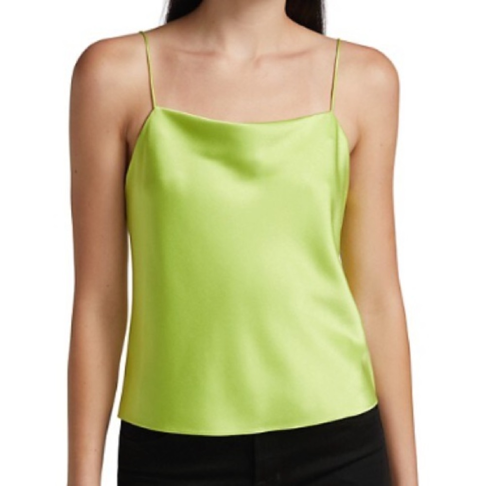 Alice + Olivia Harmon Drapey Slip Tank - Lime Green - Size XS